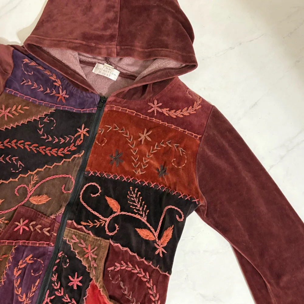 The Collection Royal Size Large Velvet Patchwork Embroidered Boho Hippie Gypsy - Picture 3 of 6